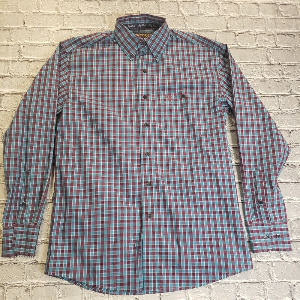 Wrangler George Strait Button Up Shirt Small Plaid Rodeo